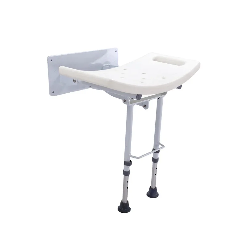 
Bathroom Adjustable Stool Bench Bracket Wall Mounted Folding Shower Seat Chair with Legs 