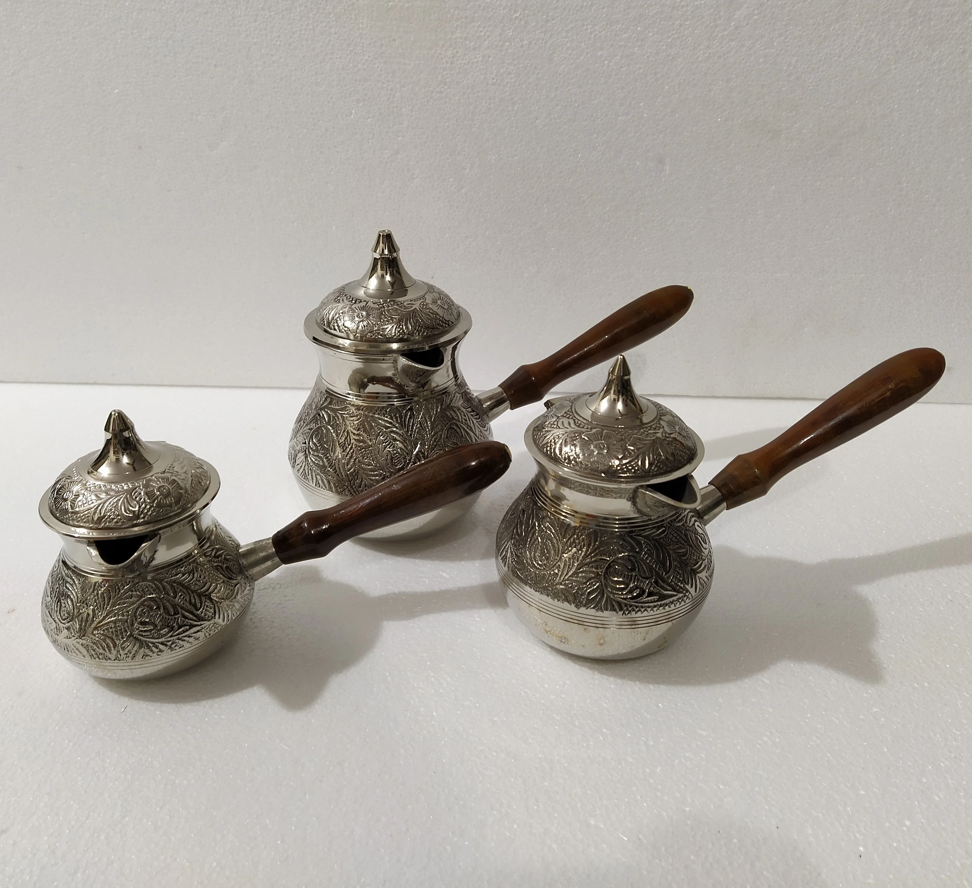 Brass Silver Turkish coffee pot engraved design