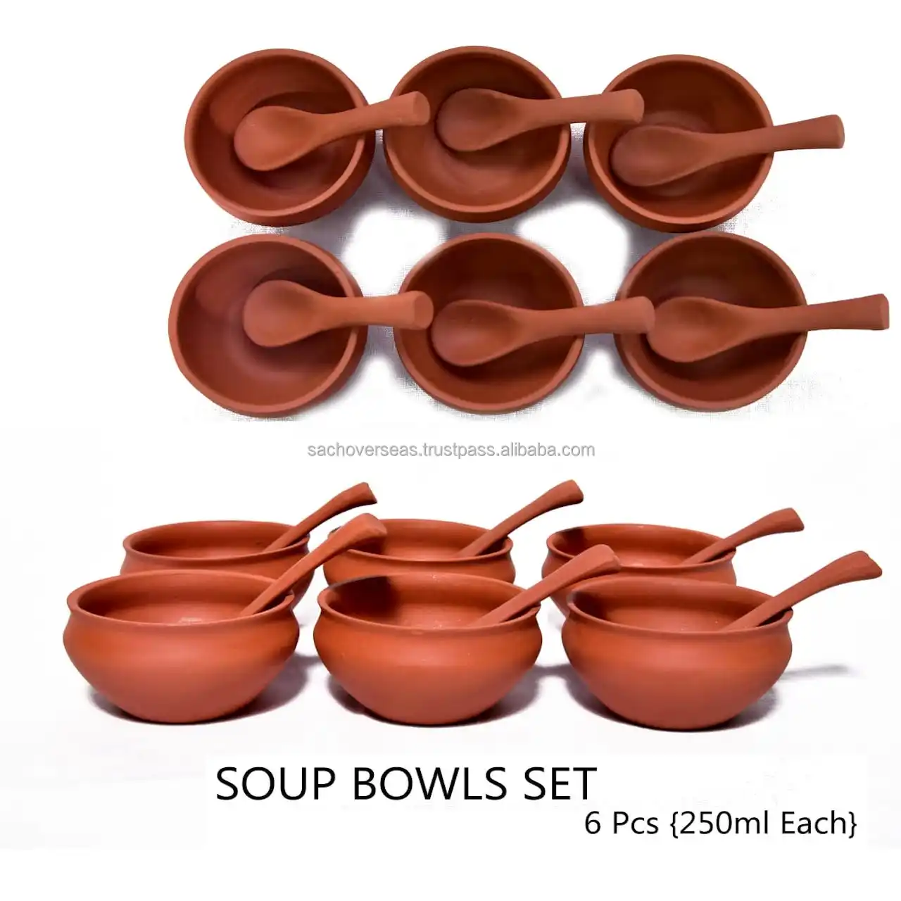 Hot Selling Indian Terracotta Glazed Clay Beer Mugs Set of 6 Pieces  250 Ml , Eco-Friendly Clay Glass