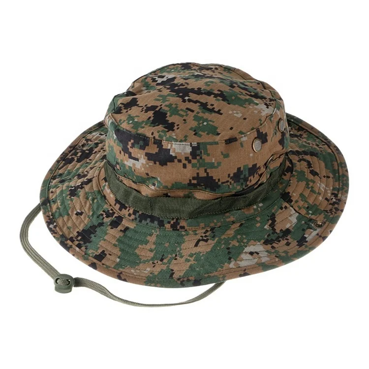 Camouflage BONNIE Hat Sniper Hidden Jungle Sports Fishing Ripstop Combat Wide Brim Bucket Hat Camping Hiking Head Wear