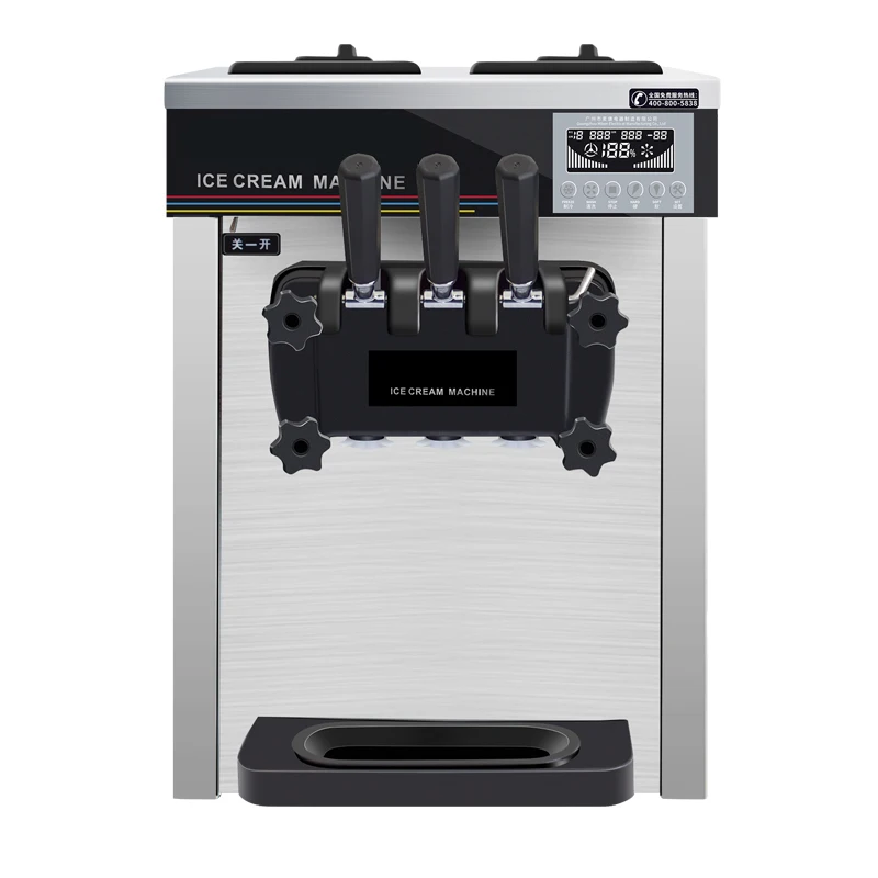 High Productivity Three Flavors Stainless Steel Commercial Table Top Soft Ice Cream Machine for Business