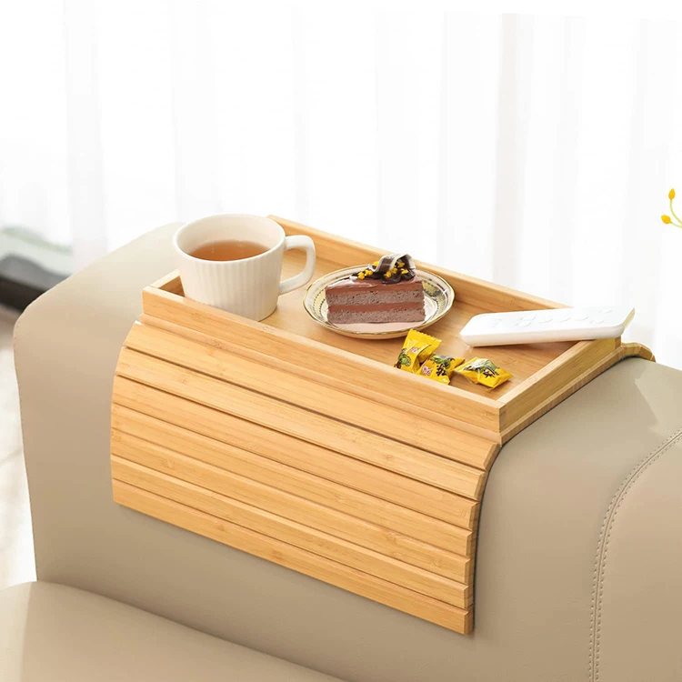 Armrest Table Anti-Slip Arm Table Clip  Arm Tray Bamboo Sofa Tray Table for Couch  Premium Wood Sofa