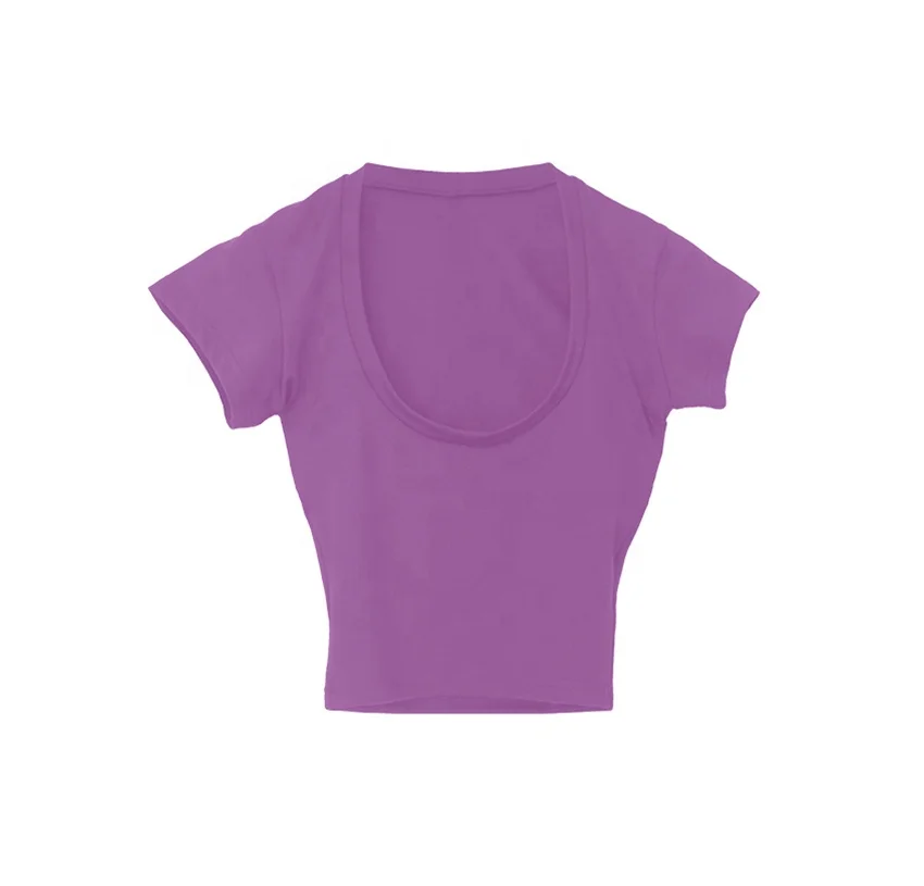 Crop Tops T-shirts Women Cotton spandex Customized Logo Printed Blank Tshirts Plain Wholesale Women crop t shirts
