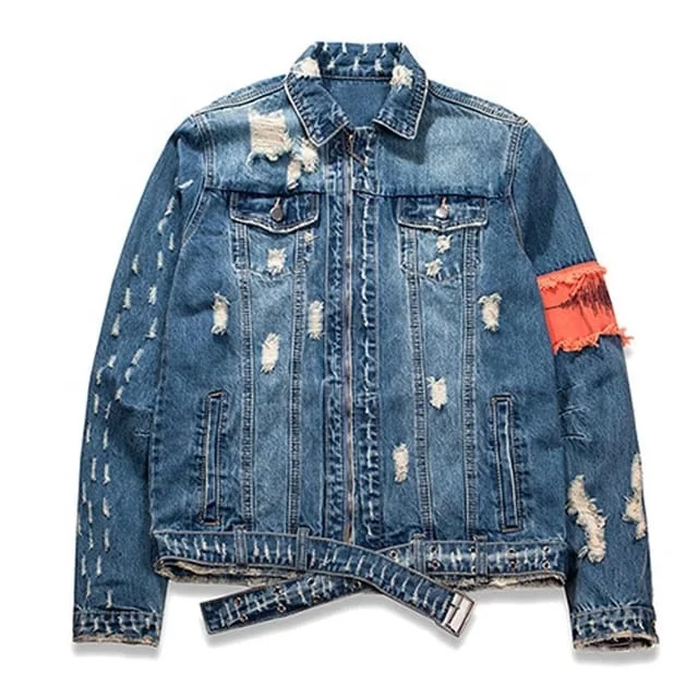 Best Denim Jacket Men Stylish Winter Washed Light Blue Wholesale Jeans Jackets Fashion Street wear Unique Hip Hop Denim Jacket