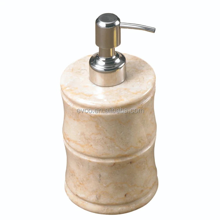 Panda Collection Natural Champagne Marble Lotion Dispenser with Stainless Steel Air Pump