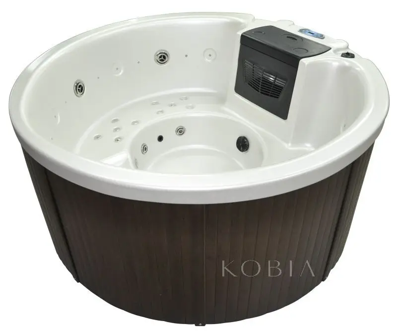 1.9m Round Bathtub Hotel Led Jet Massage 5 Person Outdoor Wooden Hot Tub Whirlpool Bath Tub