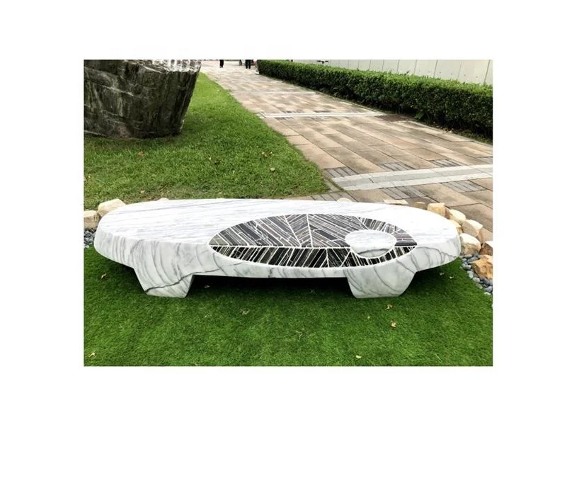 High quality Garden stone bench chair Carve Marble Natural