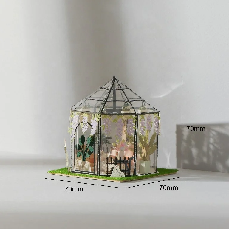 [4R] Hot Sale Amazon Glass Greenhouse Miniature DIY Kit Paper Craft for Girl