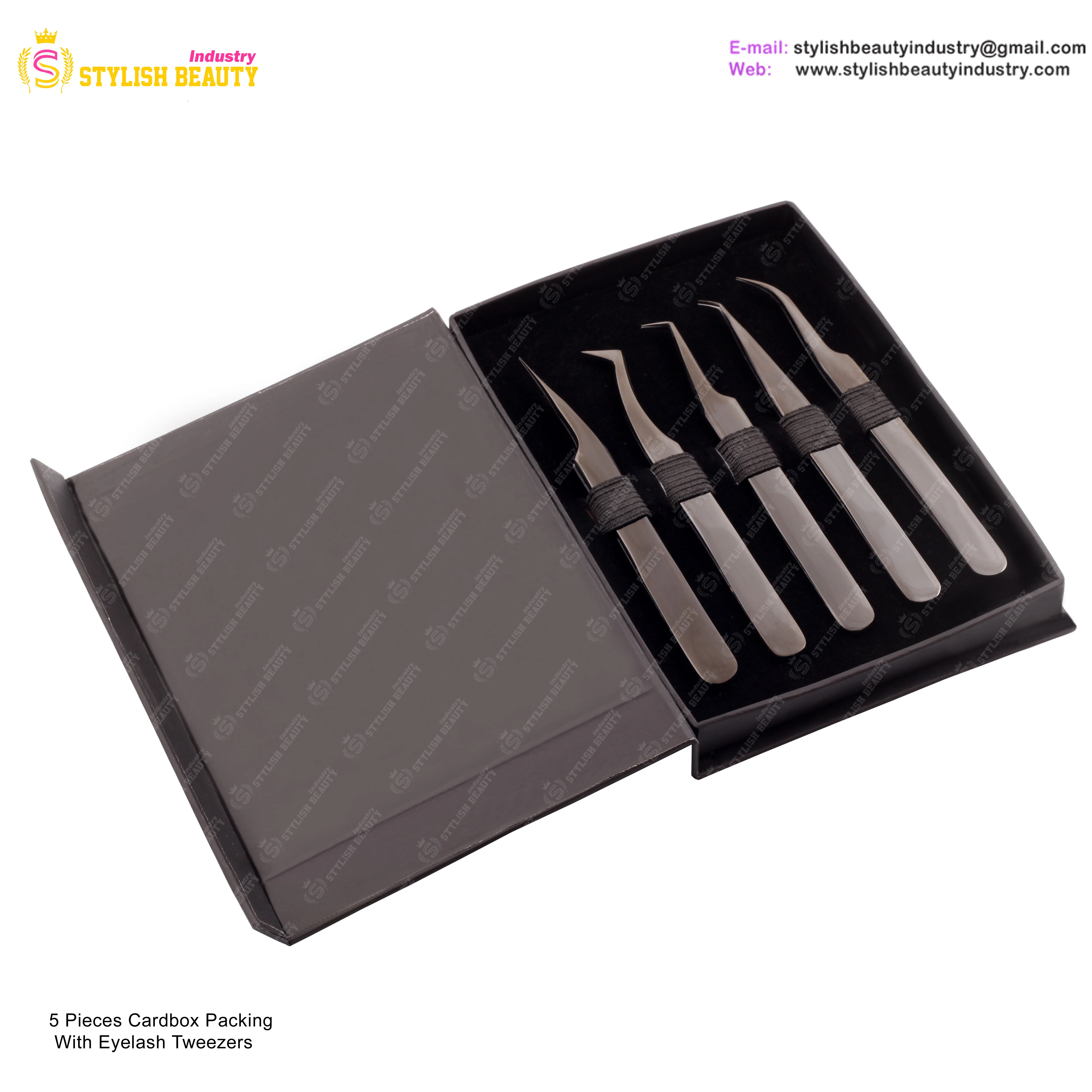 False Lash Application Tools Japanese stainless steel lash tweezer with customized packing eyelash tweezers set