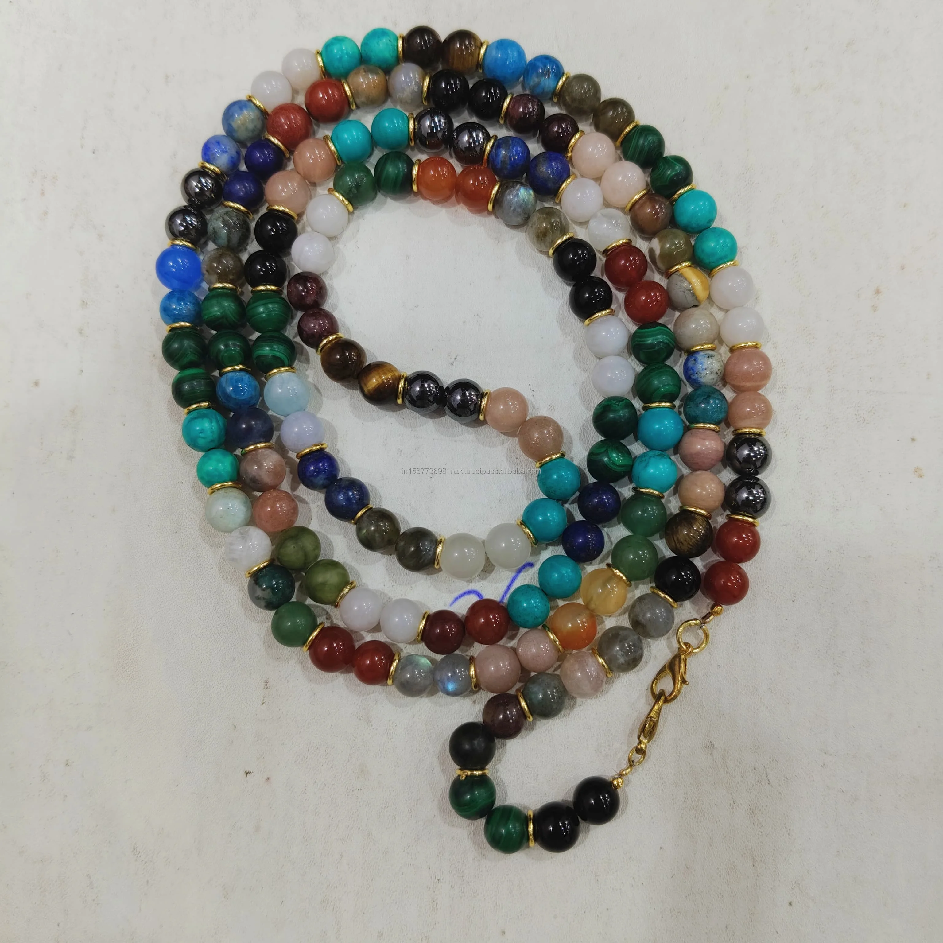 100% Natural chakra beads healing natural mala crystal necklace beads natural gemstone crystal mala wholesalers Hand Made Making