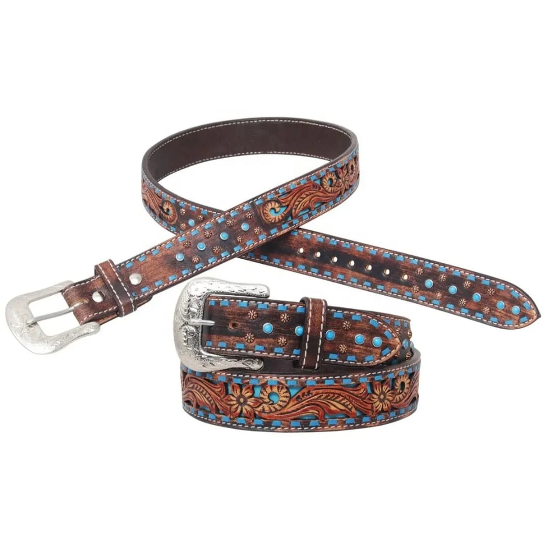 New Arrival Custom Made Western Belt With Buck Stitching & Best Quality Leather Top Wholesale Manufacturer For Men & Women