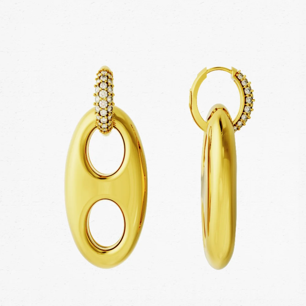 Fine Jewelry Hollow Pig Nose Earrings Irregular 18K Gold Plated Earrings Girls 925 Sterling Silver Wholesale Brand OEM and ODM