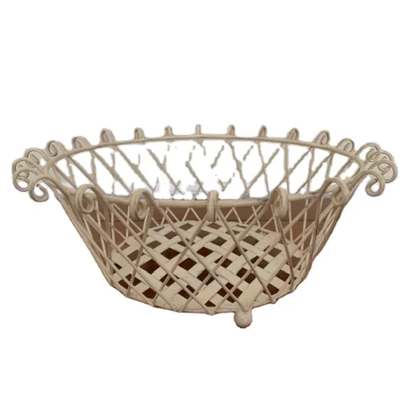 White Finished Fruits Basket Best for Table Decor Home and Kitchen Food Storage Decorative Design