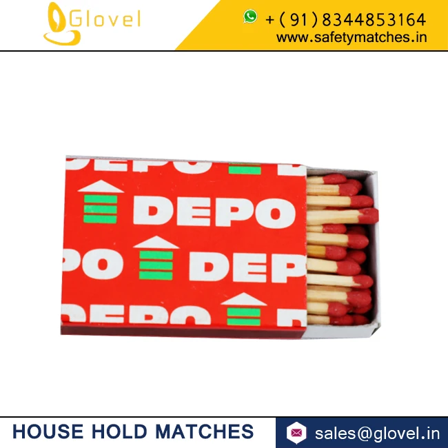 Top quality Household Matches customized logo with box size 51 X 35 X 14 MM side friction Dotted Plain exporter from India