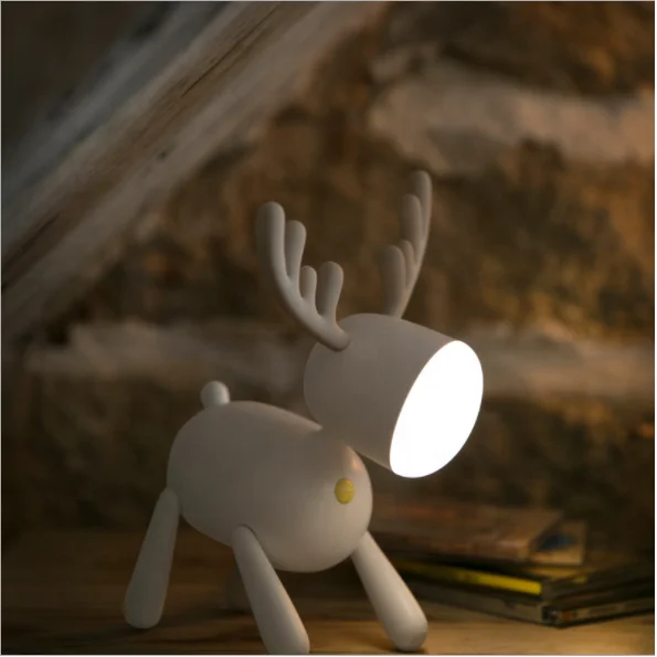 Unbelievable Deer Shaped White and Brown LED Desk Lamp with USB Charging Port for Reading Books