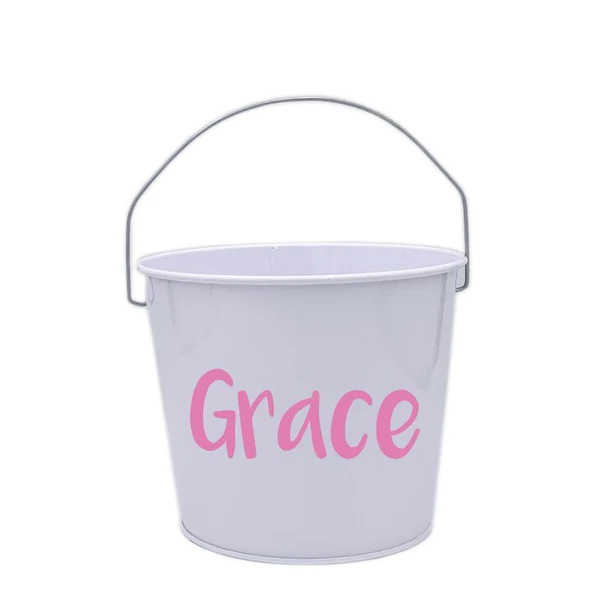 Heavy Metal Round Natural Galvanized Steel Pail Bucket With Wire Handle Wooden Grip For Wedding Decorations Centerpieces 12L