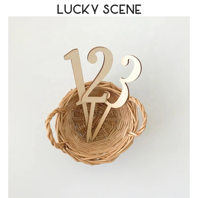 Japanese Style Wood Happy Birthday Rustic Laser Cut Cake Topper Birthday Number Decoration S00992