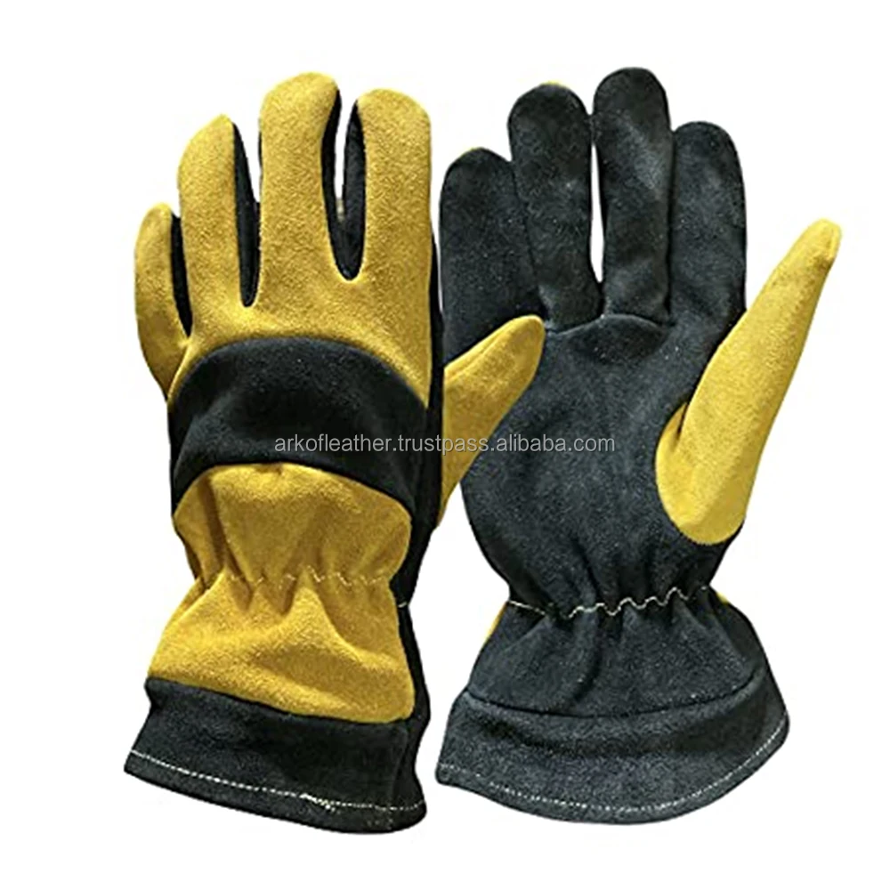 Cow Split Leather Welding Heat Resistance Fire Fighting Gloves Hand Protection Fire Proof Gloves With Customized Design