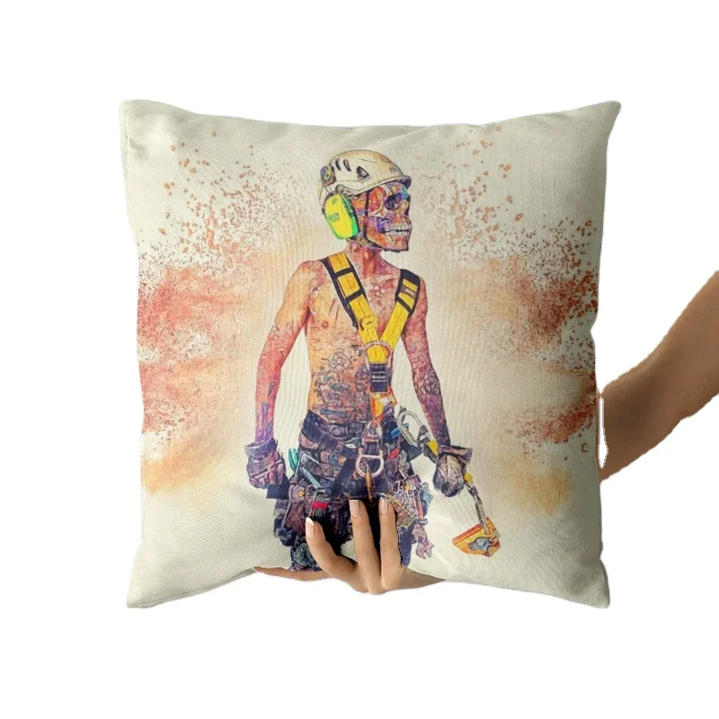 Pillow Cover Patchwork Wrinkle Cushion Cover Open Hand Block Printed Cotton Sofa Cushion Cover