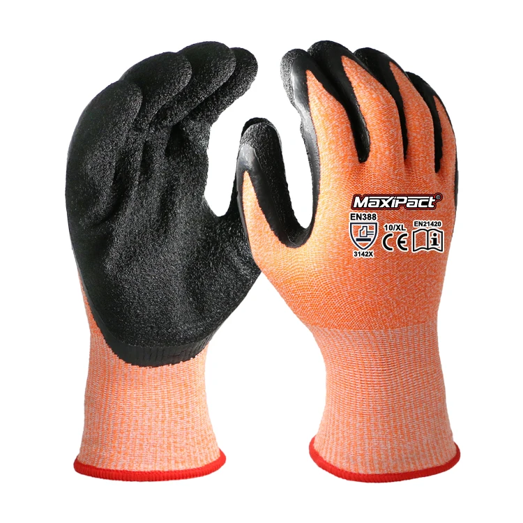 MaxiPact anti-slip 13G spandex crinkle latex coated protect hand Safety Palm Gloves