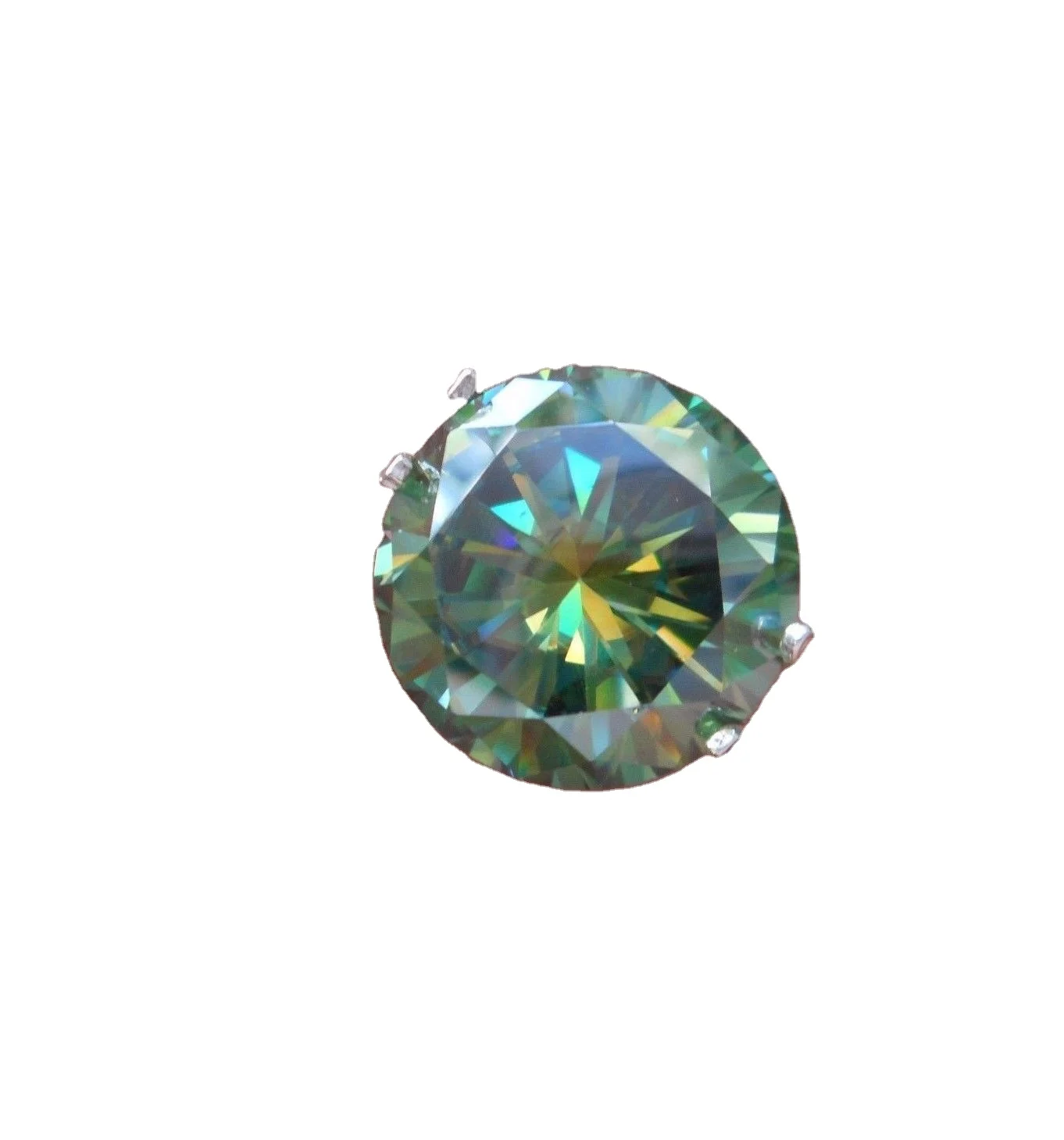 6.50mm Green Moissanite Diamond 1CT Round Excellent Cut VVS1 Clarity Certified Gold Ring Jewelry Making Green Moissanite Diamond
