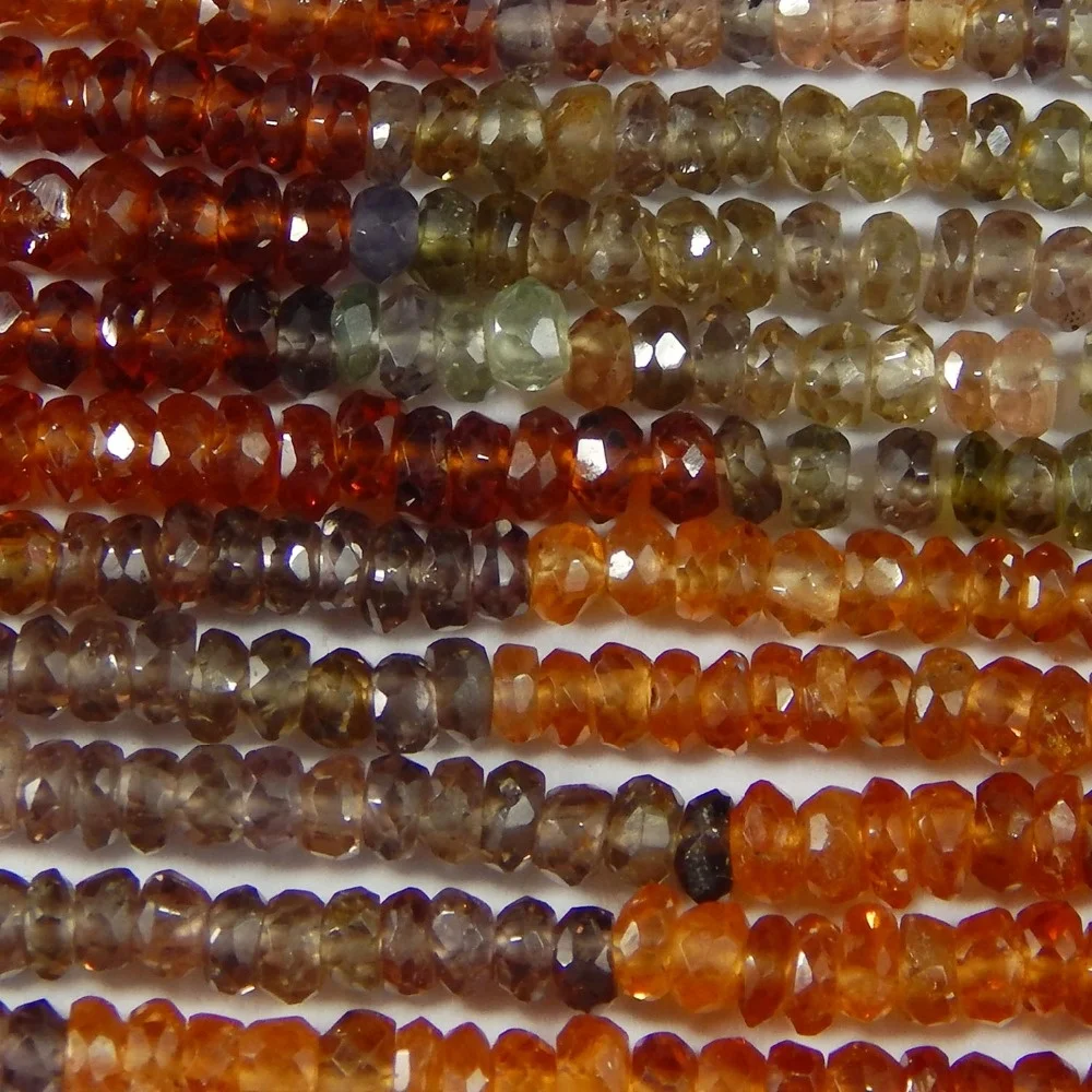 Certified Tundra Sapphire Gemstone Rondelle Faceted Loose Beads For Making Jewellery