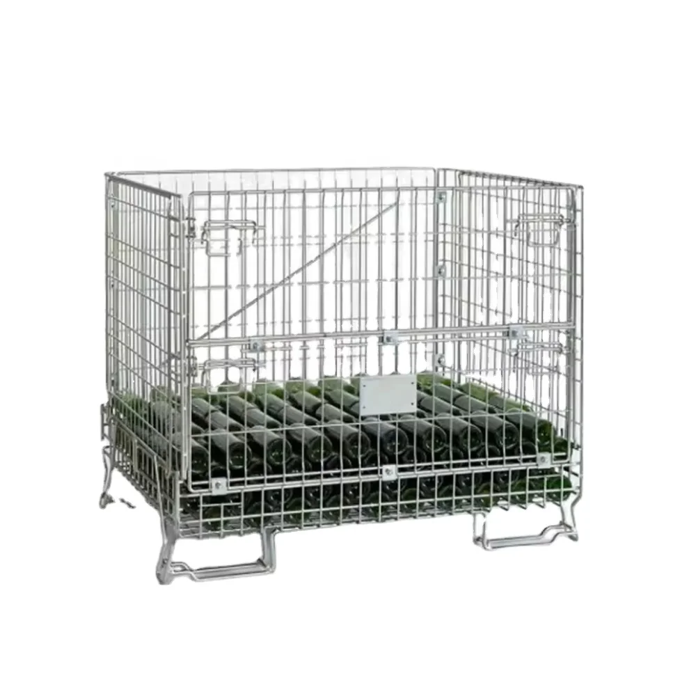 Stackable Wire Mesh Metal Pallet Folding Warehouse Lockable