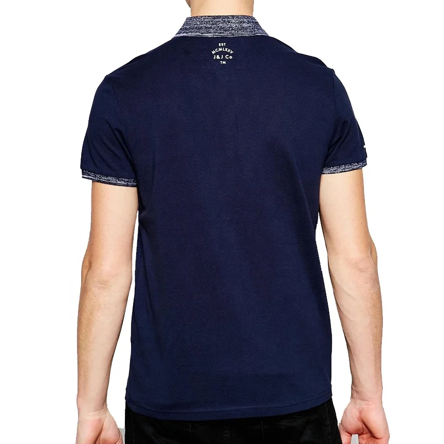 Promotional customized breathable mens pique polo with jacquard collar classic fit t-shirts for advertisement wholesales BD