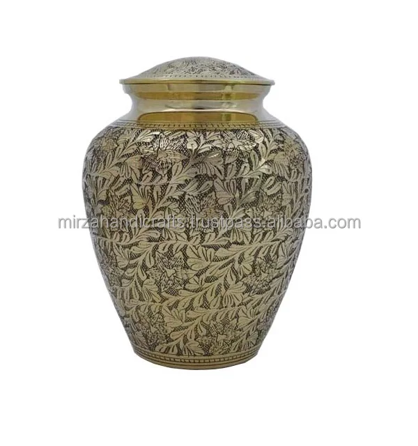 Golden Cream Urn Fully Laminated For Human Ash Funeral Memorial Cremation Urn  for Human Ashes Handcrafted Cremation Urn