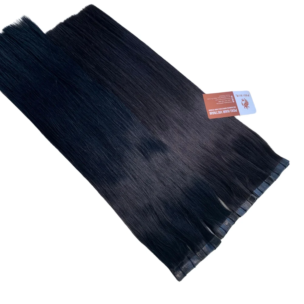 Hot Selling Tape In Hair Extensions Color 1b Natural Black & 1 Jet Black Raw Unprocessed Vietnam Human Hair Invisible Tape Glue