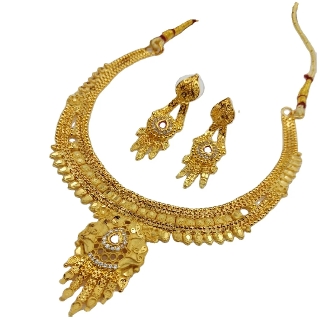 Jewellery set Gold plated Antique Necklace with Earrings set for women and girls