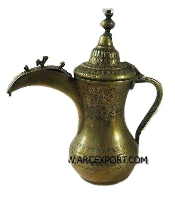 Brass Antique Turkish Coffee Pot Fancy Decorative Unique Wholesale Luxury Dark Green Copper Metal Coffee Pot