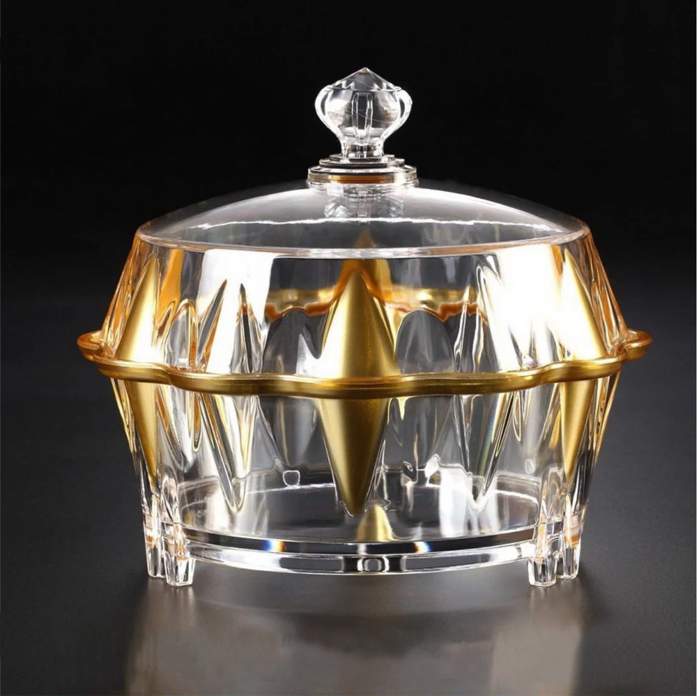 Gold Color Acrylic Sugar Candy Bowl with Lid