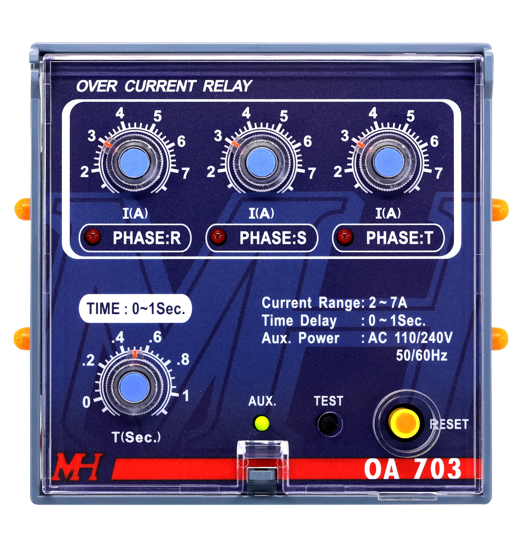 MH DTL реле перегрузки по току OA703 ANSI 50/51, 86 Панельное крепление 96x96 мм с уникальной механической кнопкой перемещения