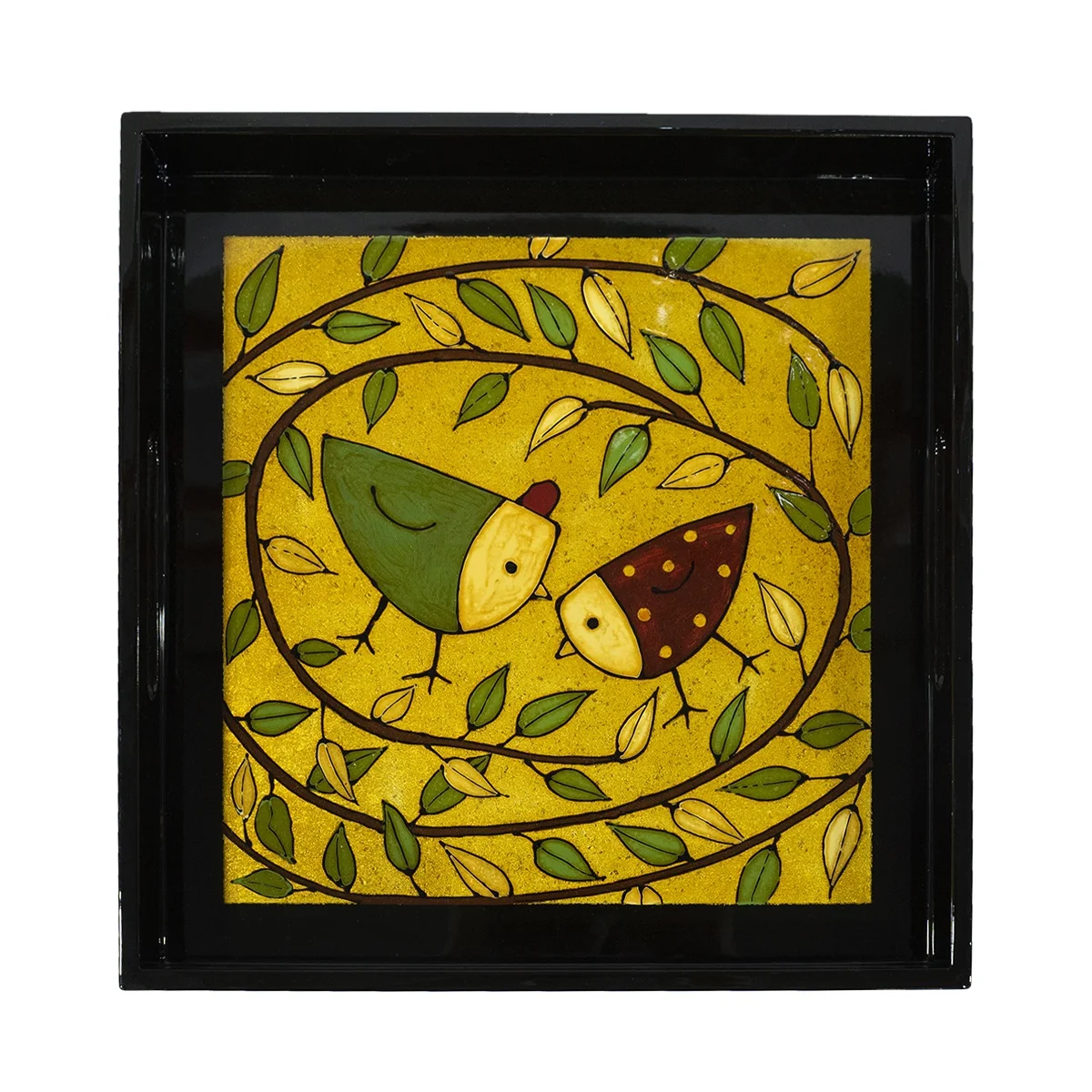 Wholesale Serving Tray Bird Pattern Hot Pattern, Wood Tray With Handle, Serving Tray From Vietnam
