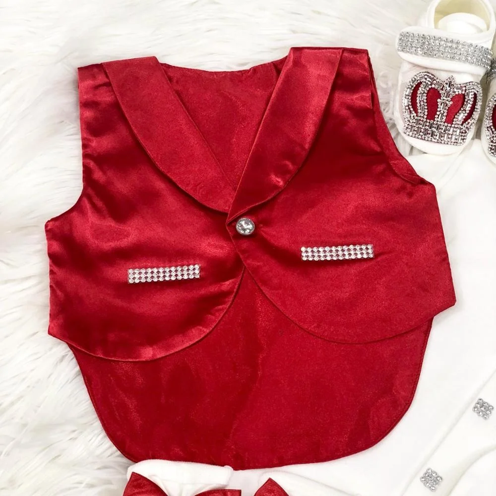 Wholesale Custom Newborn New Design High Quality Modern Luxury Clothes Red New Born Romper Set For Boy Baby