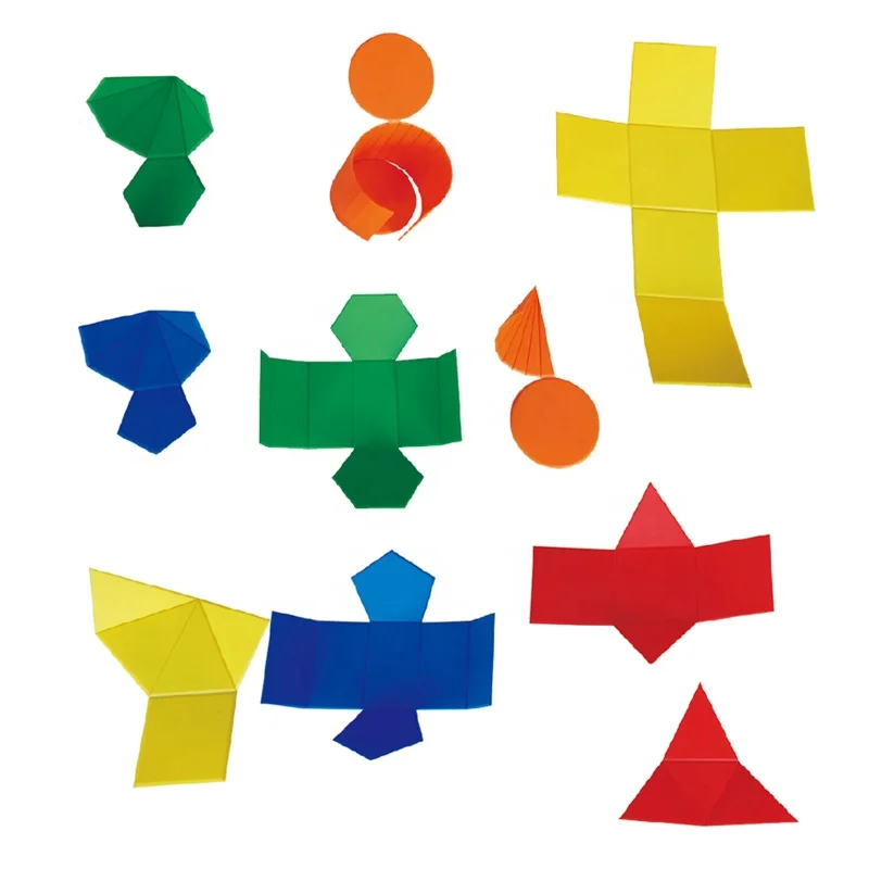 Plastic Geometry Model for Students Geometric Solid Model 10 shapes 3D Expansion Geo Solids Set 5 colors