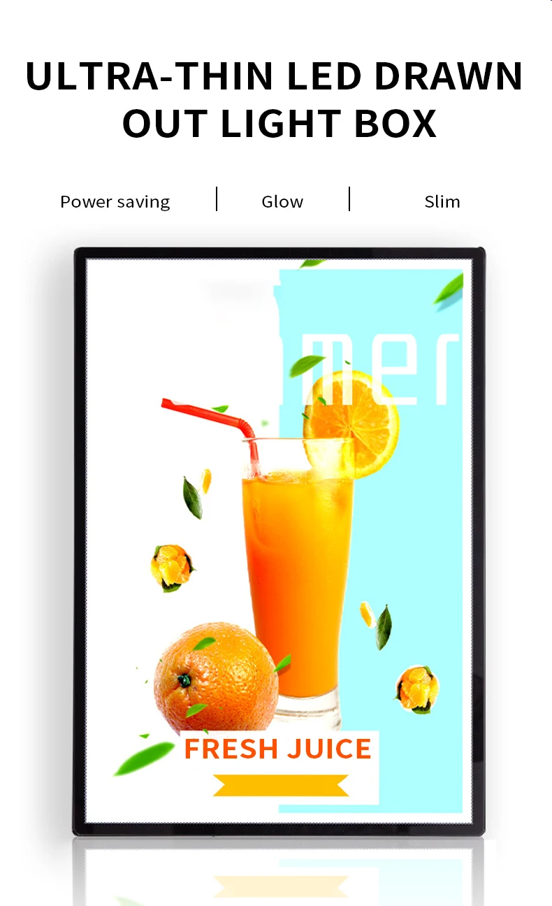 Round Corner A1/A2/A3/A4 Slim Light Box High Brightness Billboard Elevator Signboard Cultural Wall Led Indoor Poster Display