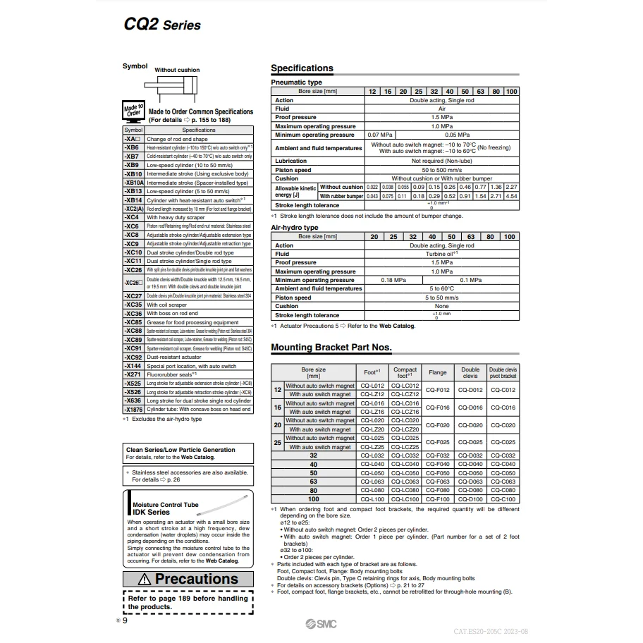 [SMC Pneumatics]Compact Cylinder CQ2B50-10DZ