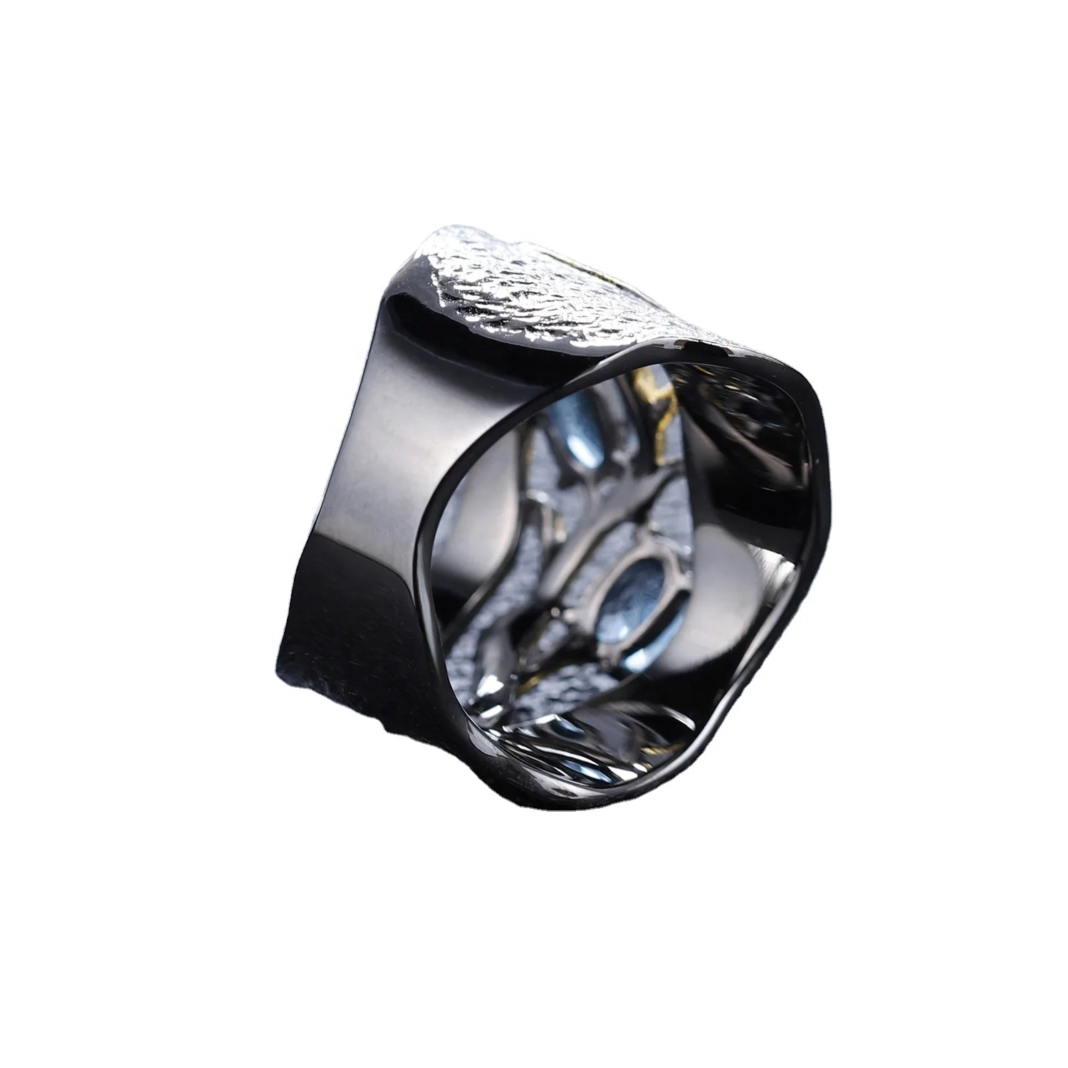 925 silver blue corundum rings