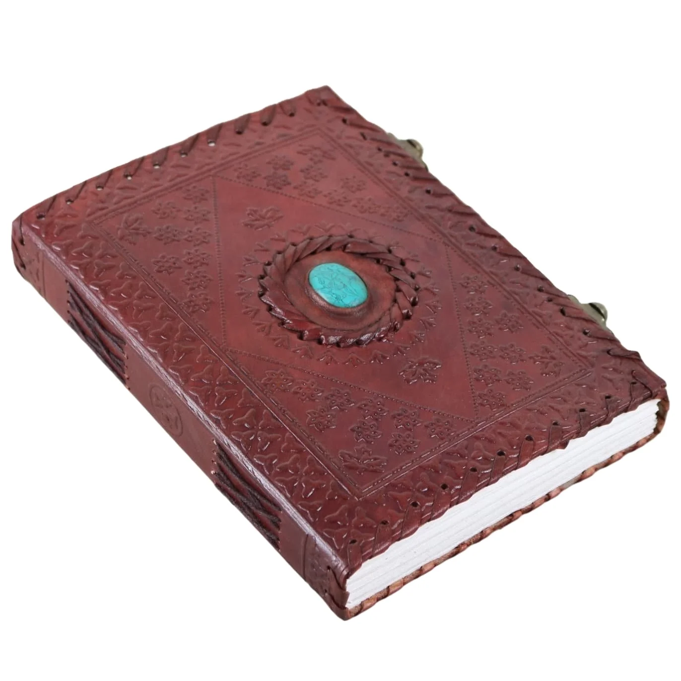 Leather Journal with turquoise Stone Sketchbook Handmade Leather Travel Writing Notebook Diary