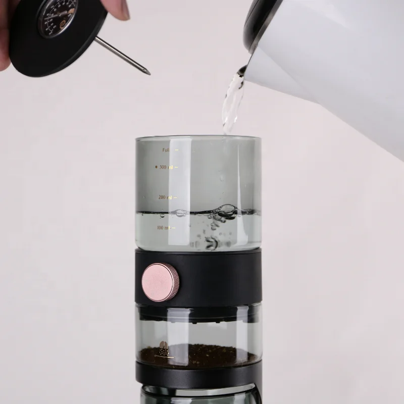 ZOOMLife  Patented Valve Imitating Barista Technique + Stainless Steel Filter + Double Wall Glass Cup Pour Over Coffee Dripper