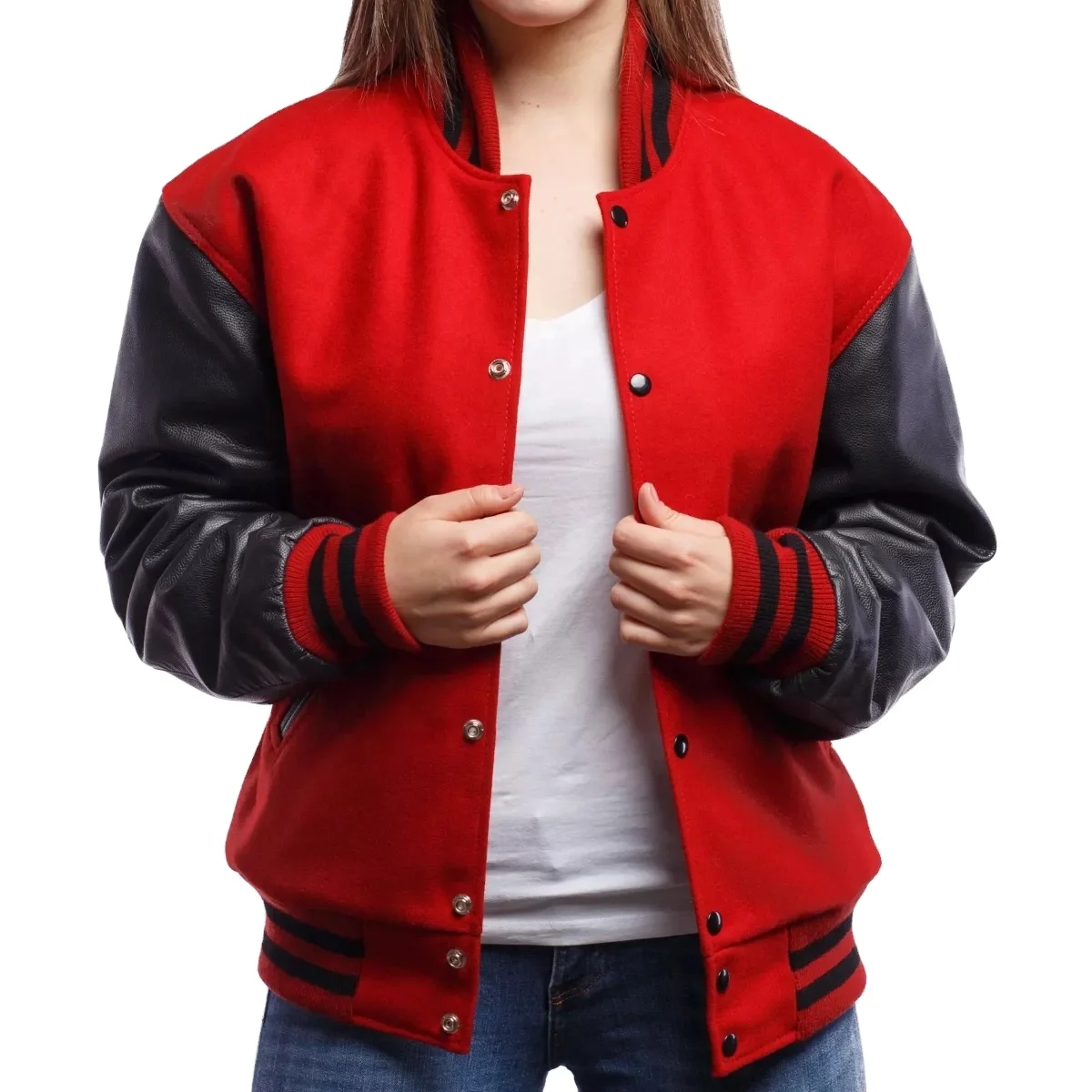 2022 Red And Black Basketball Letterman Patches Embroidered Varisty Jackets Men Women College School Jacket