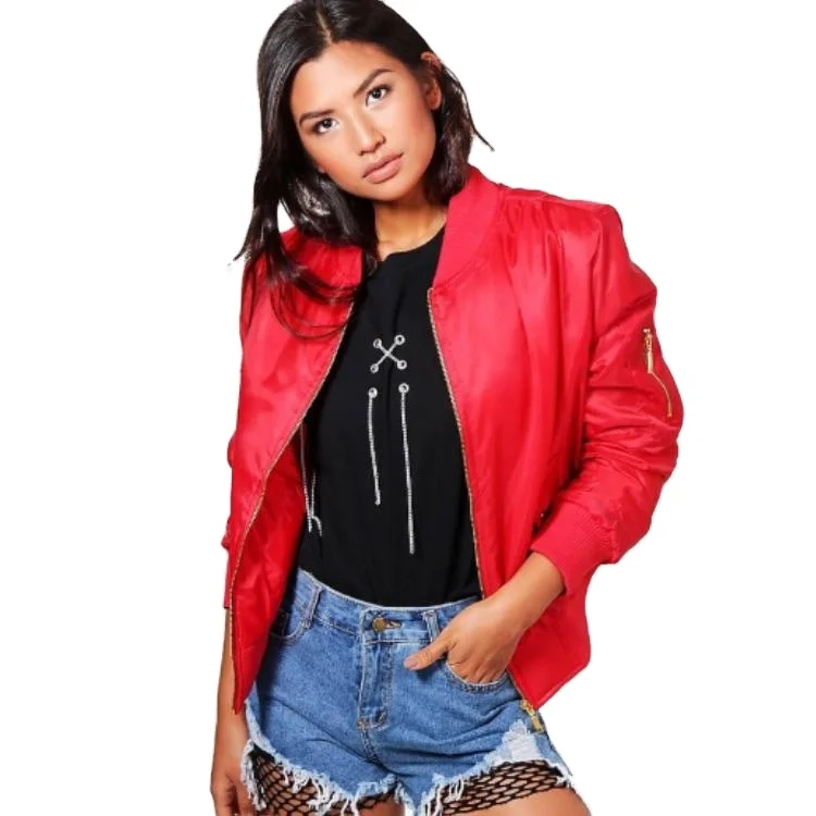 Ladies Best Custom Made Jackets Wholesale Best Price Stylish Silk Satin Bomber Jackets BY XAPATA SPORTS