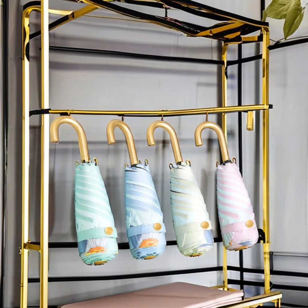 Beautiful Gold Curved Hook Ladies Parasol Elegant Ladies Umbrella