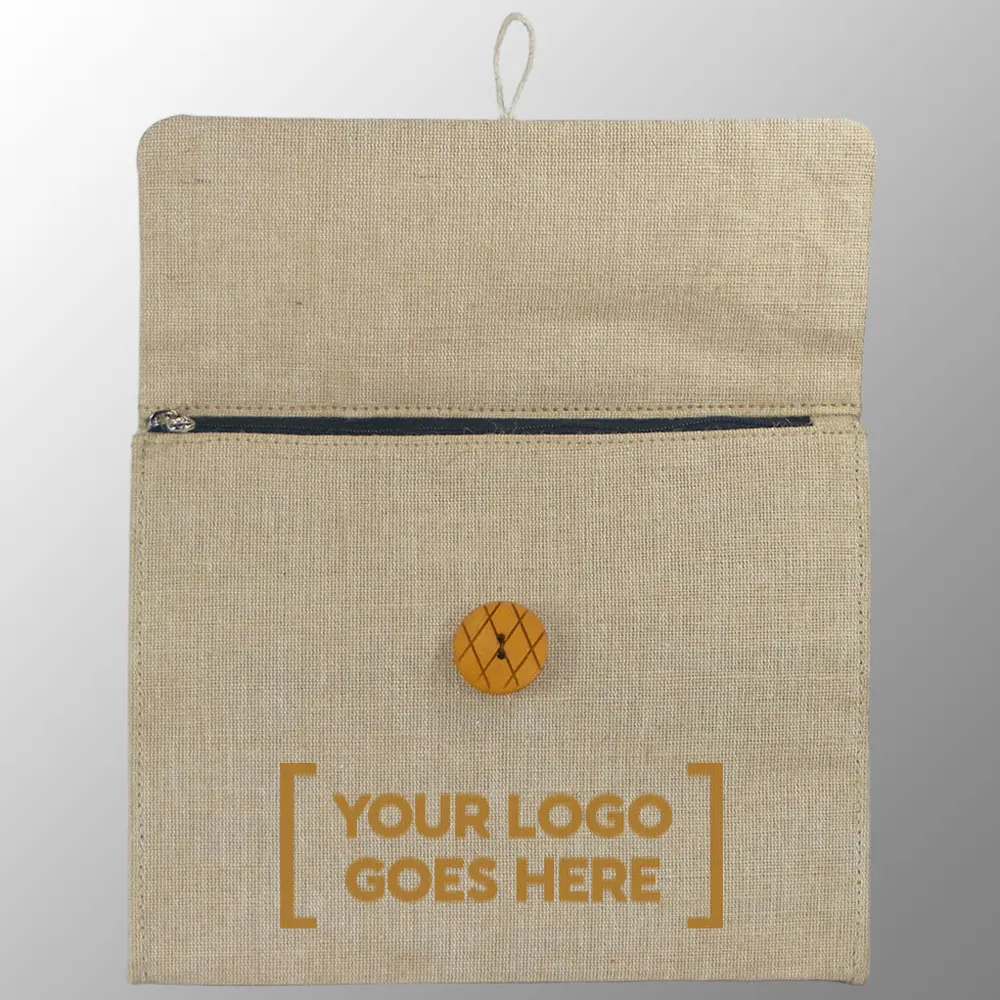 Large Cosmetic storage Bag made from Juco fabric Toilet Bag Makeup Bag Customized with your Logo with a Zipper Pocket Inside