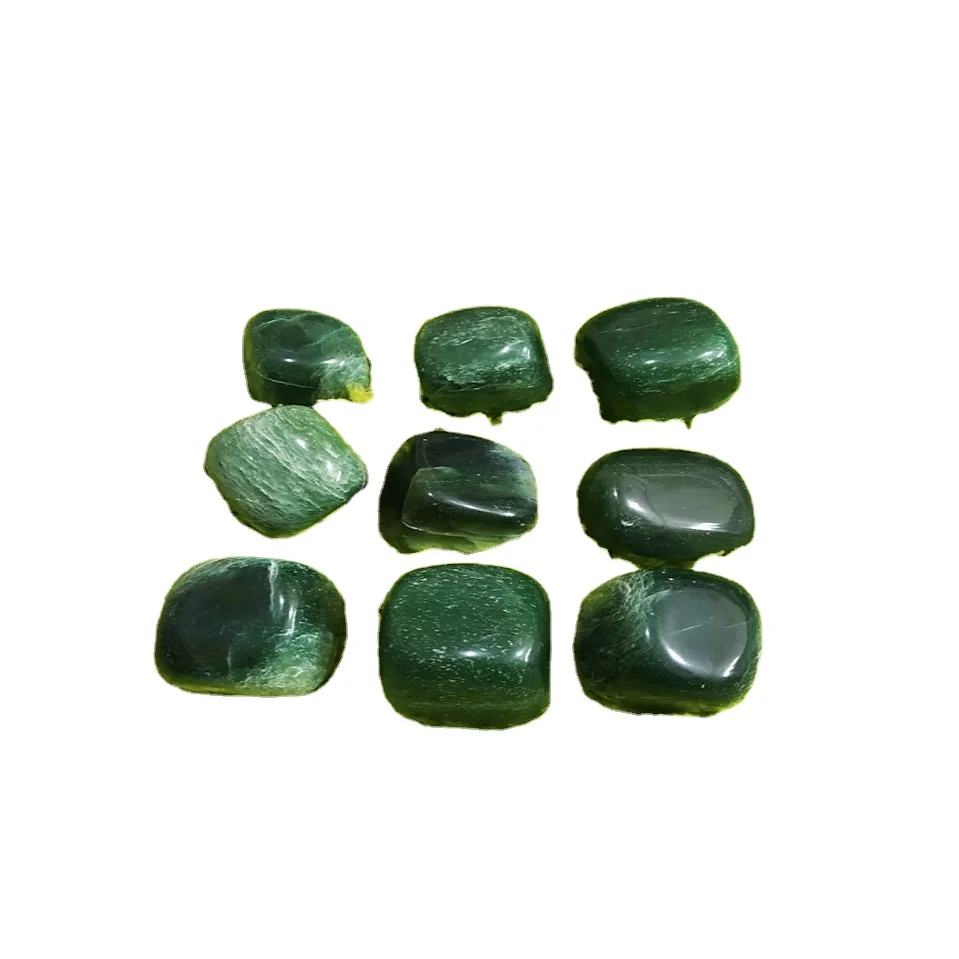 WHOLESALE NATURAL HEALING CRYSTAL GREEN JADE  TUMBLES/PEBBLES :  GEMSTONE HIGH QUALITY GREEN JADE  POLISHED TUMBLED STONE