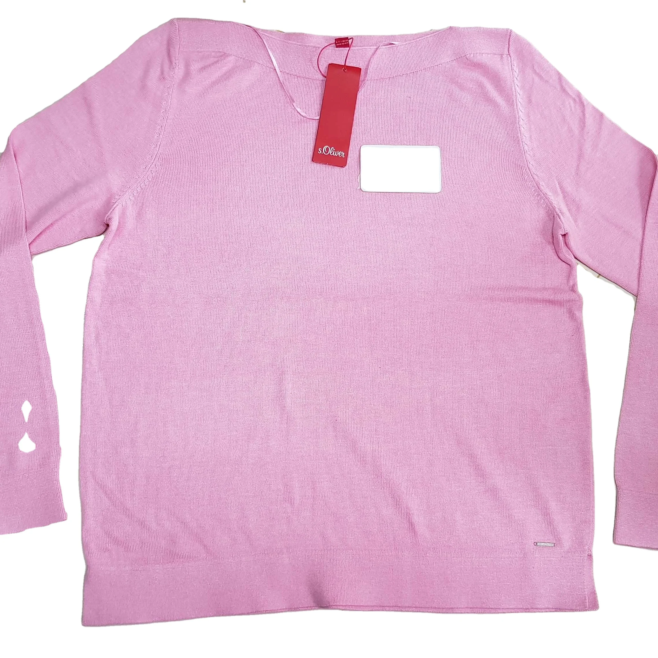 Ladies Branded Label Long Sleeve Soft Round Neck Slim Fit Knit Sweater Jumper Pullover Garments Surplus Bangladesh Stock Lot