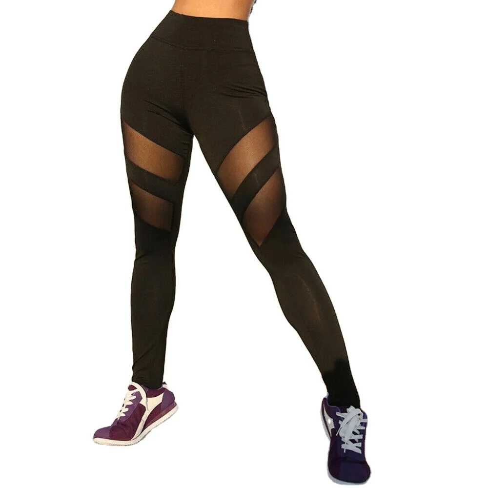 Women Nylon Spandex Compression Sport Fitness Yoga Pants High Waisted Workout Gym Booty Leggings with Pocket OEM Style Packing