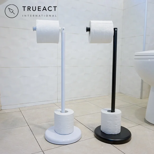 Made in Taiwan bathroom accessories Chrome Black White Free Standing Toilet Tissue Paper Roll Holder stand For Bathroom